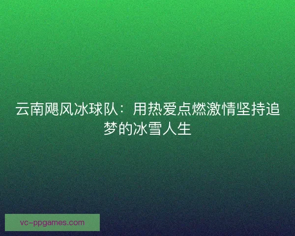 云南飓风冰球队：用热爱点燃激情坚持追梦的冰雪人生